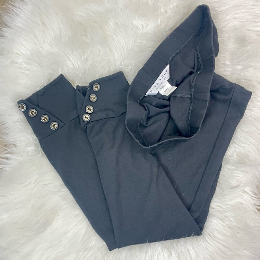 Trina Turk | Black leggings, button detail 2.0 skinny fit .